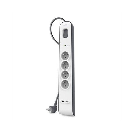 Belkin bsv401ca2m limitador de tensión negro, blanco 4 salidas ac 2 m