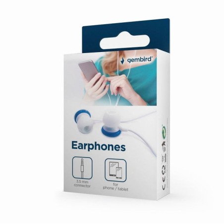 Gembird auricular de boton blanco y azul mhp-ep-001-b