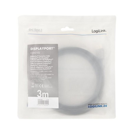Cable logilink cda0102  displayport 3 m gris, negro