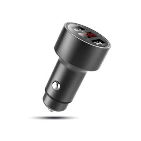 Eightt cargador coche usb 2 puertos aluminio 12w display
