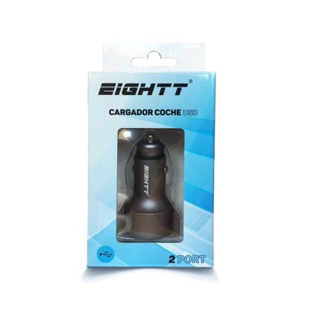 Eightt cargador coche usb 2 puertos aluminio 12w display