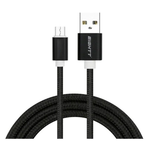 Eightt cable usb a micro usb 1m trenzado nylon negro