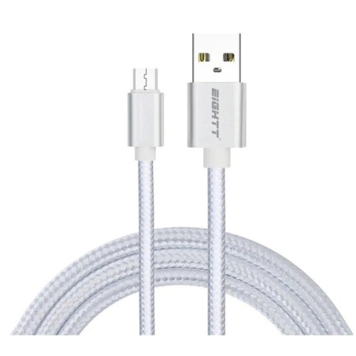 Eightt cable usb a micro usb 1m trenzado nylon plata