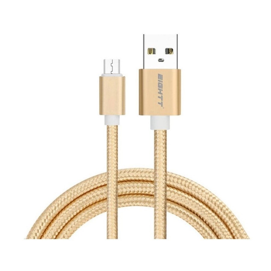 Eightt cable usb a micro usb 1m trenzado nylon oro