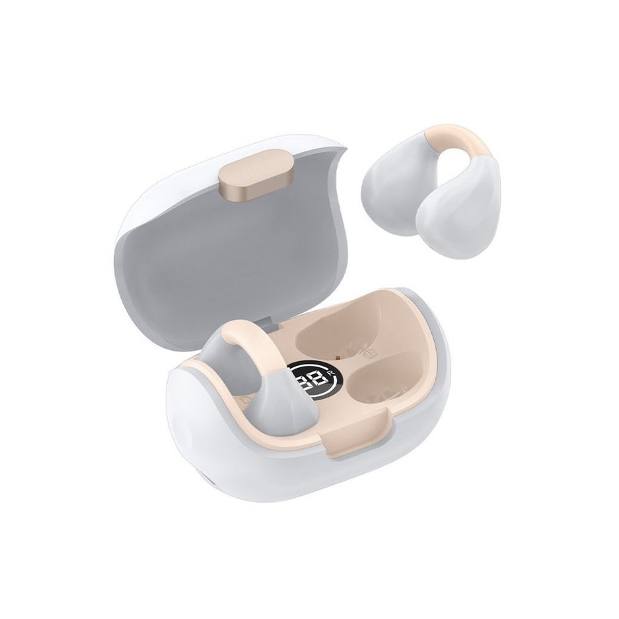 Cool auriculares stereo bluetooth earbuds clip blanco