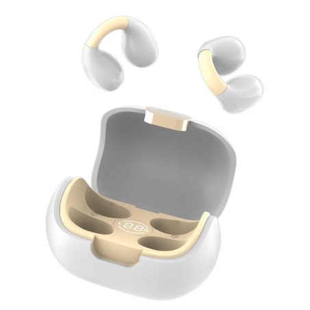 Cool auriculares stereo bluetooth earbuds clip blanco