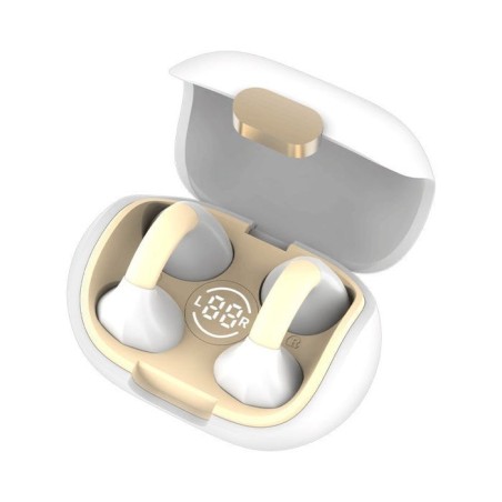 Cool auriculares stereo bluetooth earbuds clip blanco