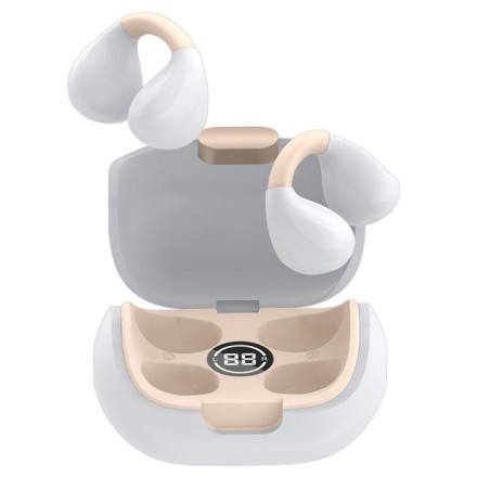 Cool auriculares stereo bluetooth earbuds clip blanco