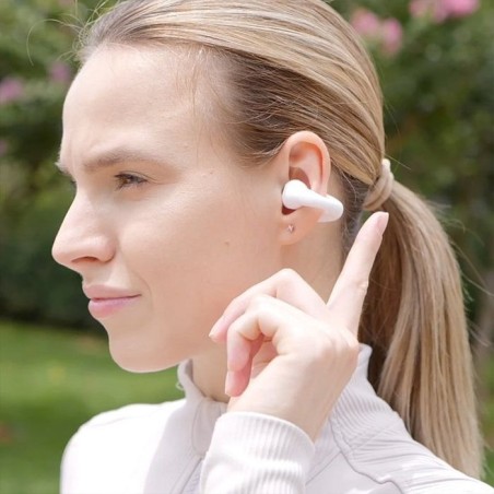Cool auriculares stereo bluetooth earbuds clip blanco