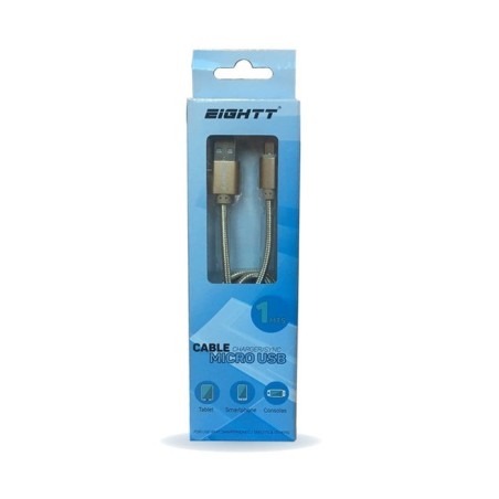 Eightt cable usb a micro usb 1m trenzado nylon oro