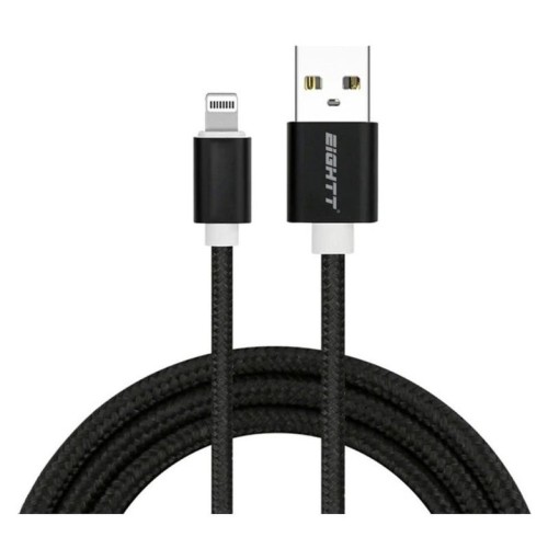 Eightt cable usb a lightning_iphone 1m trenzado nylon negro