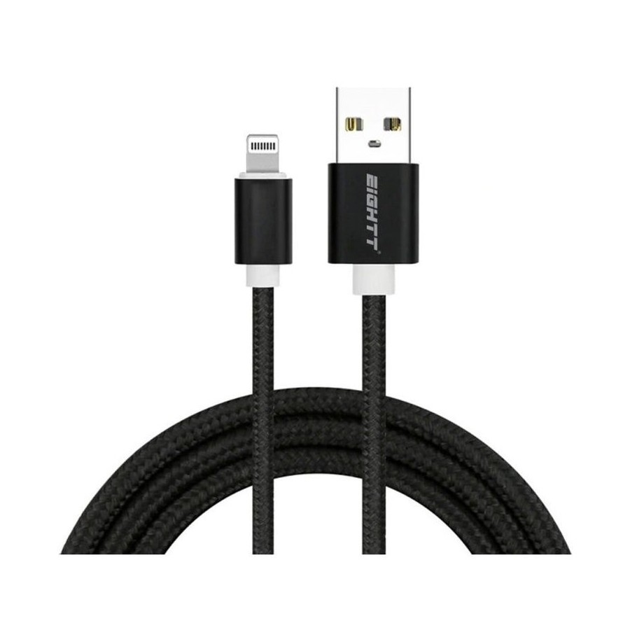 Eightt cable usb a lightning_iphone 1m trenzado nylon negro
