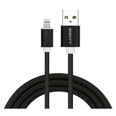 Eightt cable usb a lightning_iphone 1m trenzado nylon negro