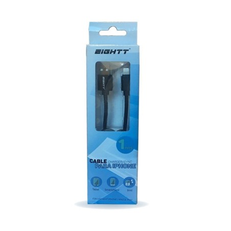 Eightt cable usb a lightning_iphone 1m trenzado nylon negro