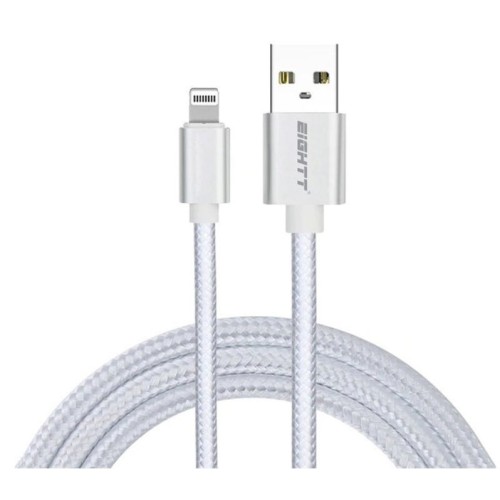 Eightt cable usb a lightning_iphone 1m trenzado nylon plata