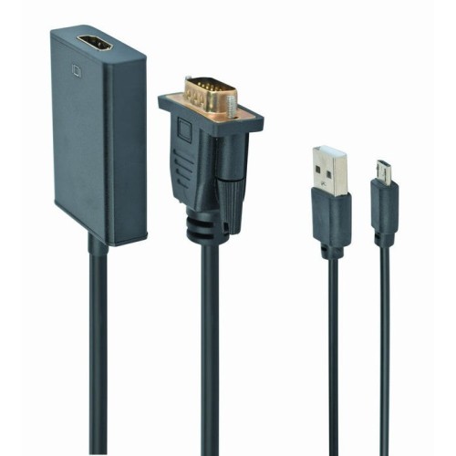 Gembird adaptador vga a hdmi con audio jack  3.5mm 0.15m negro a-vga-hdmi-01