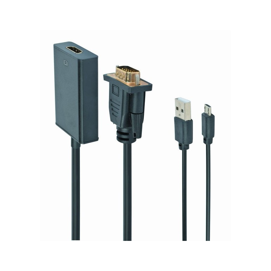 Gembird adaptador vga a hdmi con audio jack  3.5mm 0.15m negro a-vga-hdmi-01