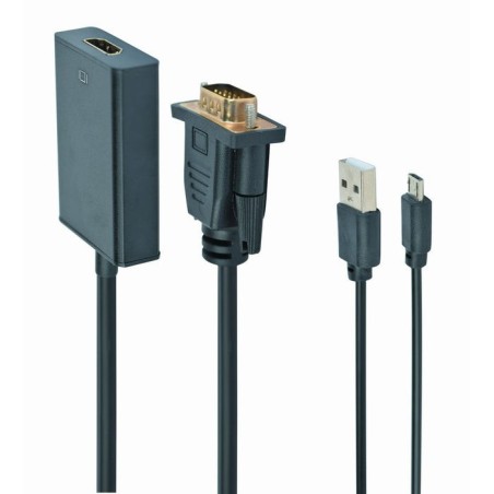 Gembird adaptador vga a hdmi con audio jack  3.5mm 0.15m negro a-vga-hdmi-01