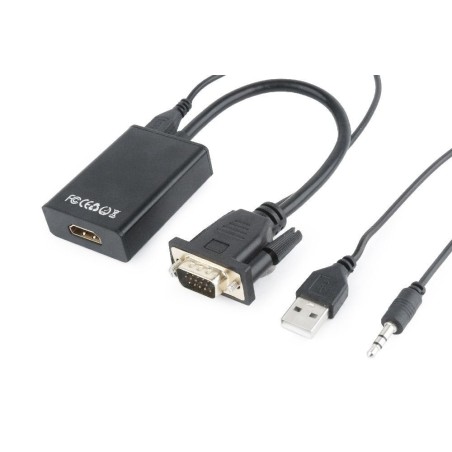 Gembird adaptador vga a hdmi con audio jack  3.5mm 0.15m negro a-vga-hdmi-01