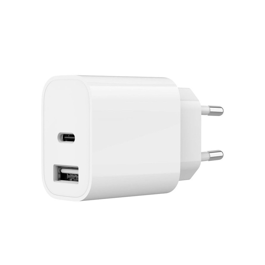 Cargador usb type-c y usb-a  5v 2.4a - 12w - blanco