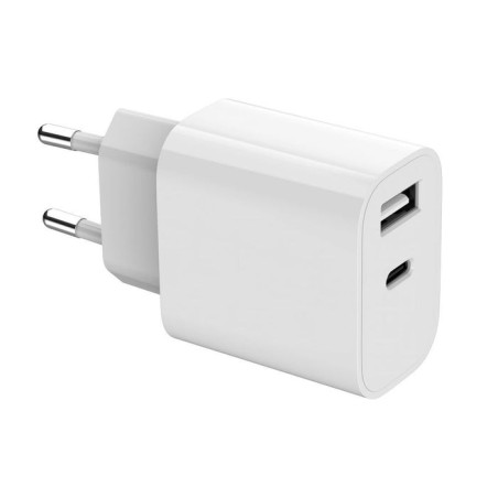 Cargador usb type-c y usb-a  5v 2.4a - 12w - blanco