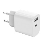 Cargador usb type-c y usb-a  5v 2.4a - 12w - blanco