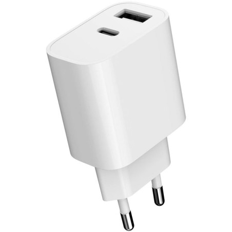 Cargador usb type-c y usb-a  5v 2.4a - 12w - blanco