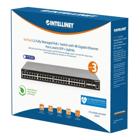 Switch intellinet 54-p poe+ managed 6x10gbe 850w