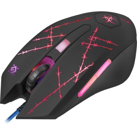 Ratón defender forced gm-020l  juego ambidextro usb tipo a óptico 3200 dpi