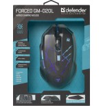 Ratón defender forced gm-020l  juego ambidextro usb tipo a óptico 3200 dpi