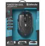 Ratón defender forced gm-020l  juego ambidextro usb tipo a óptico 3200 dpi