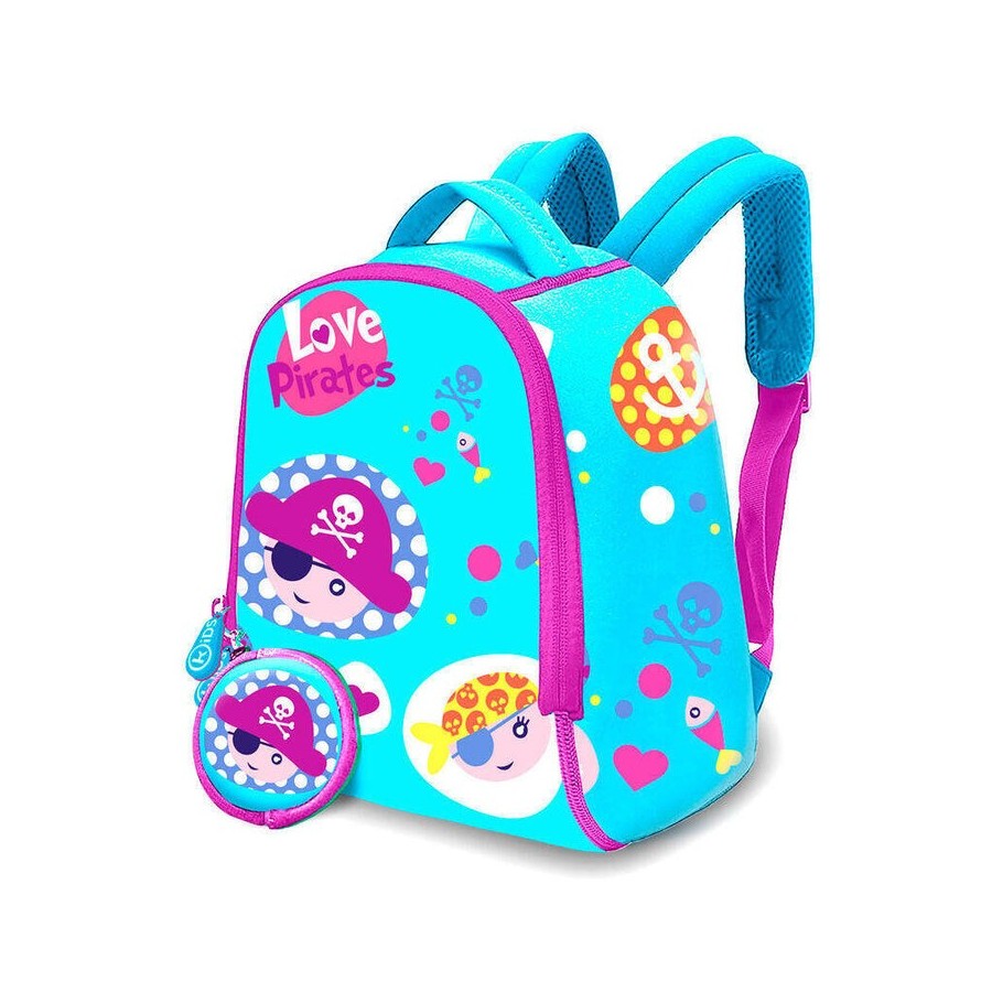 Mochila + monedero love pirates neopreno 25cm