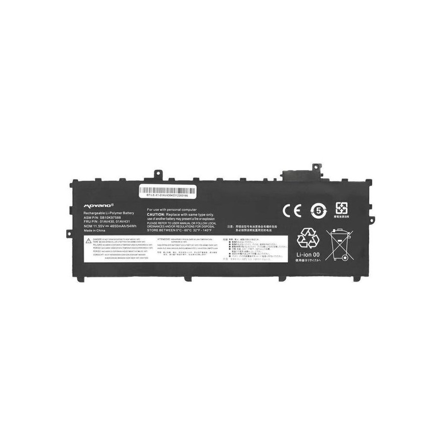 Batería compatible para portátil lenovo x1 carbon g6 11.55v 4650 mah movano