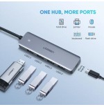Hub  ugreen 50985 de interfaz usb 3.2 gen 1 (3.1 gen 1) type-a 5000 mbit/s plata