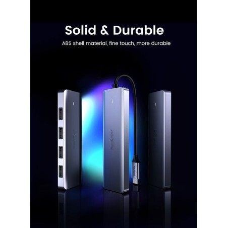 Hub  ugreen 50985 de interfaz usb 3.2 gen 1 (3.1 gen 1) type-a 5000 mbit/s plata