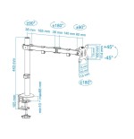 Tooq soporte de mesa con brazo articulado para monitor de 13"-32" - giratorio e inclinable - gestion de cables - peso
