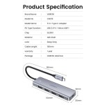 Hub  ugreen 50985 de interfaz usb 3.2 gen 1 (3.1 gen 1) type-a 5000 mbit/s plata