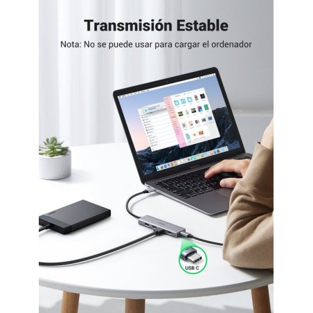 Hub  ugreen 50985 de interfaz usb 3.2 gen 1 (3.1 gen 1) type-a 5000 mbit/s plata