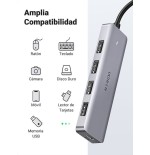 Hub  ugreen 50985 de interfaz usb 3.2 gen 1 (3.1 gen 1) type-a 5000 mbit/s plata