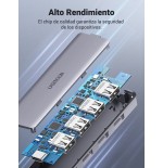 Hub  ugreen 50985 de interfaz usb 3.2 gen 1 (3.1 gen 1) type-a 5000 mbit/s plata