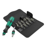Llave de tubo wera kraftform kompakt 71 security, 32 piezas  negro/verde, 1/4", incluye mango enchufable 5057114001