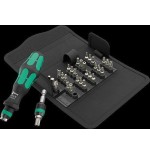 Llave de tubo wera kraftform kompakt 71 security, 32 piezas  negro/verde, 1/4", incluye mango enchufable 5057114001