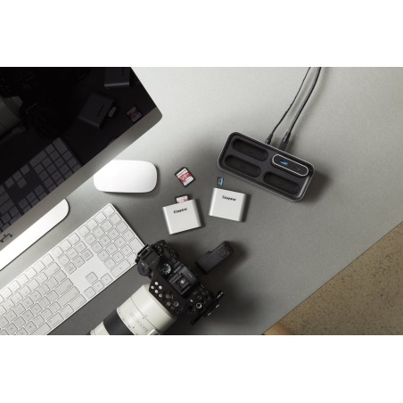 Kingston workflow usb minihub, estación de acoplamiento (plateado/negro, usb-c, usb-a)