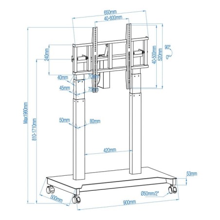 Soporte suelo ruedas eléctrico "uros" 52-84 2 bult