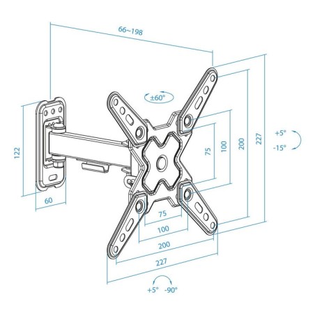 Soporte pared pantallas 13-43" gira/incli negro