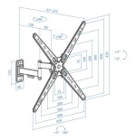 Soporte pared pantallas 13-55" gira/incli negro
