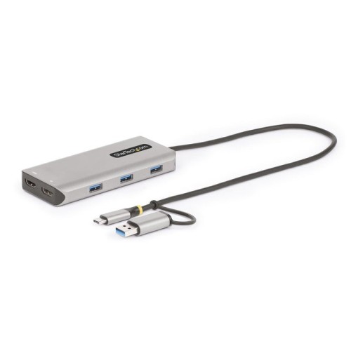 Adaptador startech.com usb-c multiport w/attached usb-c to usb-a dongle, dual hdmi (4k30hz/1080p60hz), 3x usb-a, mini lapt