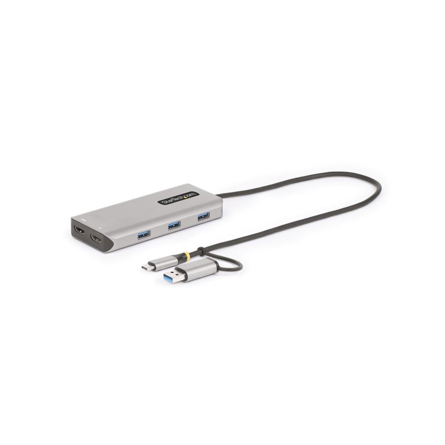 Adaptador startech.com usb-c multiport w/attached usb-c to usb-a dongle, dual hdmi (4k30hz/1080p60hz), 3x usb-a, mini lapt