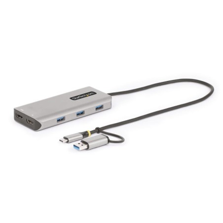 Adaptador startech.com usb-c multiport w/attached usb-c to usb-a dongle, dual hdmi (4k30hz/1080p60hz), 3x usb-a, mini lapt