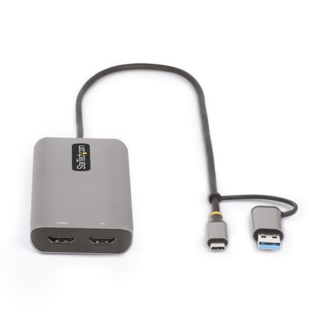 Adaptador startech.com usb-c multiport w/attached usb-c to usb-a dongle, dual hdmi (4k30hz/1080p60hz), 3x usb-a, mini lapt